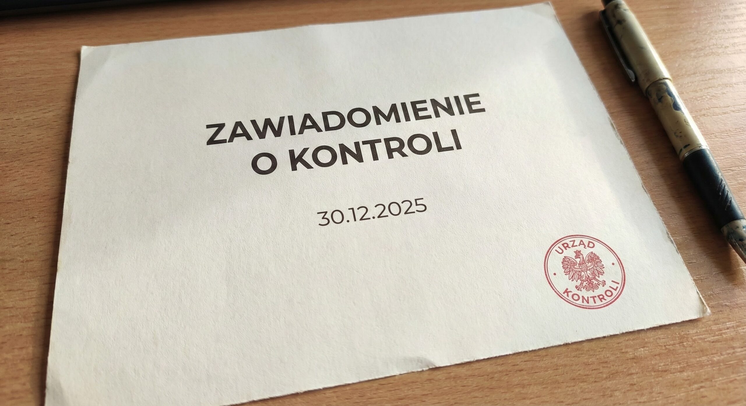 jak wygląda zawiadomienie o kontroli